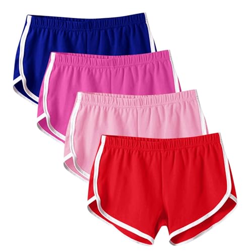 Yoga-Shorts für Damen, hohe Taille, Laufshorts, Übergröße, weich, niedlich, Fitness-Shorts für Damen, leicht, atmungsaktiv, Schlaf-Shorts, modisch, bequem, Boxershorts, Damen, locker, 4 Stück, rose,