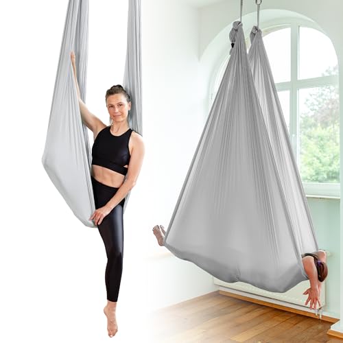 Yosana Aerial Yogatuch 5m x 2,6m für Erwachsene | Komplettset | Hochwertiges Nylon Yoga Tuch | Yoga Hängematte bis 500kg belastbar | Inklusive 7 Tage Videokurs & E-Book