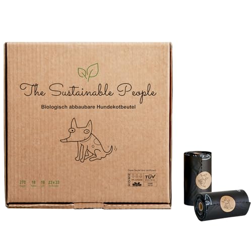 TSP Bio-abbaubare Hundekotbeutel - OK compost HOME zertifiziert - 100% heim-kompostierbar und biologisch abbaubar - Gross, Extra Dick (18µm), Sicher & Feuchtigkeitsbeständig (18 Rollen (270 Beutel))