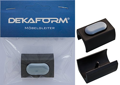 Dekaform PTFE Teflongleiter* PT-204-25 Klemmgleiter - Stuhlgleiter für Freischwinger Stahlrohrstühle Tecta Thonet zum Klipsen mit Zapfen (25, Schwarz)