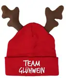 tshirtladen Team Glühwein Rentier Mütze lustiges Statement Beanie Mütze mit Spruch