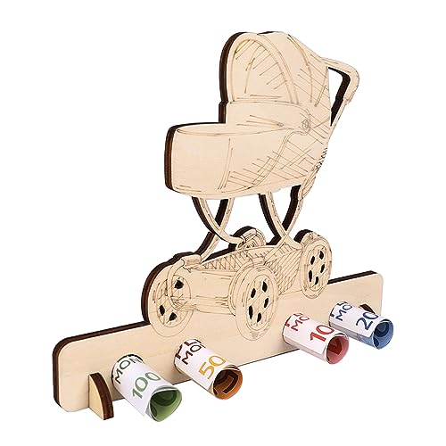 ENLACE Kinderwagen Geschenk, Kinderwagen Sitz für Geschwister Geburtstag Geldgeschenk Holz, Kreatives Geldgeschenke, Geschenke Aus Holz, Geschenk für Familie, Liebhaber, Freunde, Kinder