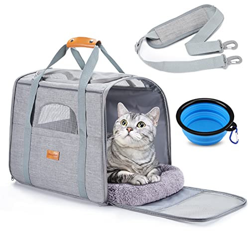 Morpilot Transportbox Katze Katzen transportboxen, Faltbare katzentasche transporttasche, hundetragetasche Transporttasche mit Einstellbar Schultergurt katzenbox für Katzen Kleiner Hund Welpe