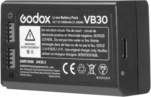 GODOX V1Pro V1 Akku VB30 Akku Ersatz mit Typ-C Port für V1ProC V1ProS V1ProN V1S V1C V1N V1F V1O V1P V860III-S V860III-C V860III-N V860III-F V860III-O Kamerablitz Speedlite