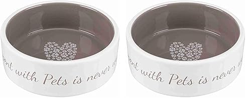 TRIXIE 25053 Napf Pet's Home, Keramik, 0,3 l/ø 12 cm, Creme/Taupe (Packung mit 2)