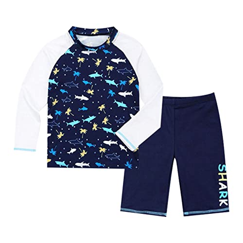 Kind Jungen Langarm Rash Guard Badehose Zwei Stücke Badeanzug Cartoon-Muster Anzug Badeanzug Hot Spring Badeanzug Lange ärmeln Badeanzug Badeoutfit Baby (A, 9-10 Years)