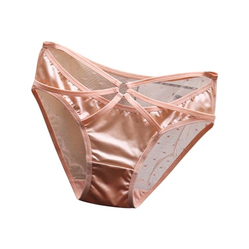 Damen Unterwäsche Reizwäsche transparent, niedrige Taille, ausgehöhlt, übergroße Dreieckshose aus Baumwolle im Schritt, Hose aus glattem Seidensatin Damen Unterwäsche Sexy Dessous (M)