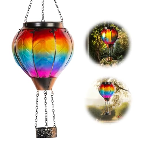 Heißluftballon-Solarleuchte, LED Solar Laterne Heißluftballon, Solar Heißluftballon Gartenleuchte, Hängende Solar-Heißluftballon-Laterne,solar heissluftballons für außen,gartendeko (1PC)