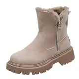 Gefütterte Winterstiefel Damen, Winterstiefel Damen Gefüttert Snow Boots Winter Boots Breite Füße Winterschuhe Schneeboots Outdoor Wildleder Schneestiefel Schneeschuhe Winterwanderschuh