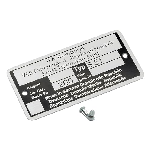 Set Rahmenplakette, Typenschild für S51 - mit 2x Kerbnagel Ø2,5x5mm