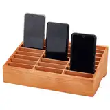 PH PandaHall Handy Aufbewahrung Aus Holz Für Klassenzimmer 24 Gitter Aufbewahrungsbox Für Mobiltelefone Multi Handy Management Desktop Organizer Für Lehrer Klassenzimmer Schulbüro