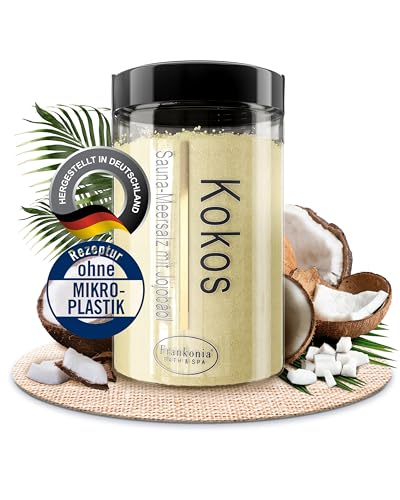 Frankonia BATH & SPA Sauna Salz Peeling Kokos – 400 g Meersalz-Körperpeeling mit Jojobaöl & Vitamin E – Dusch- & Body Scrub für alle Hauttypen – Vegan & ohne Parabene
