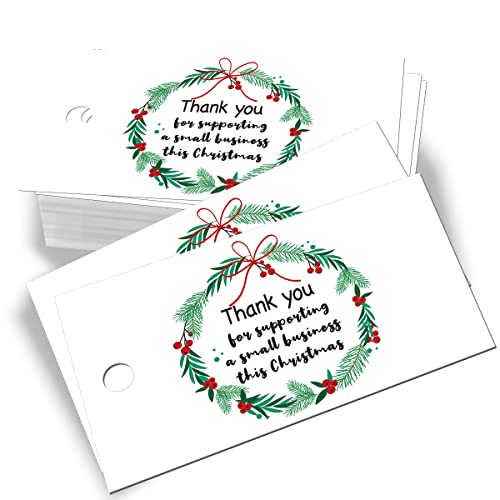 100Mini Dankeskarten für die Unterstützung von Weihnachtsgeschäften, Dankeskarten für Kunden-Wertschätzungskarten für kleine Geschäftsbesitzer, Verpackungseinlagen – Weihnachtsgirlande