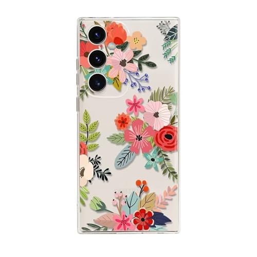 Rnrieyta Miagon Kreativ Blume Hülle für Samsung Galaxy A24 4G,Schmetterling Blätter Blumen Flower Serie Schutzhülle Transparentes Weich TPU Cover Dünne Kratzfeste Silikon Gel