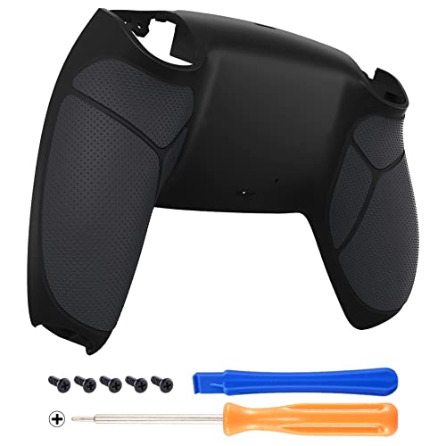 eXtremeRate Rückseite Abdeckung Case kompatibel mit ps5 Controller, Ersatzteile Custom Backplate Gummiert Griff Rückgehäuse Back Shell Cover Zubehör für ps5 Controller BDM010/020/030-Schwarz