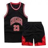 Qkydky Basketball Kinder Trikot 2 Stücke,Mode Basketball Kleidung Kinder,Jungen Basketball Trikot Kinder,Basketball Kinder Kleidung Jungs,Basketball Jersey(Schwarz, XL, für 9-10Jahre)