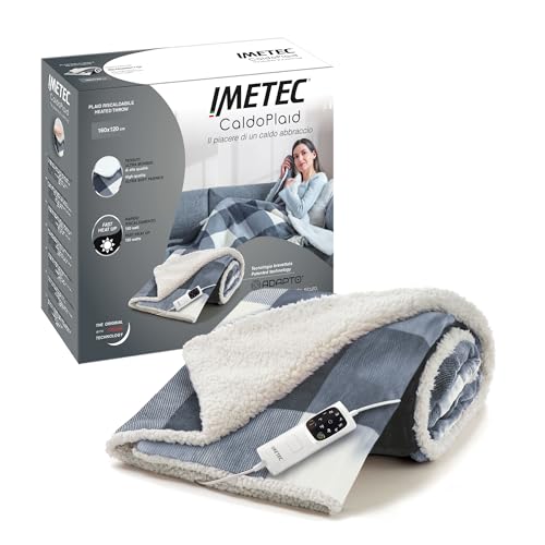 Imetec Adapto Tartan Grey Heizdecke, 160x120 cm Wärmedecke, aus weichem Gewebe, geringer Verbrauch, Adapto-Technologie, sicher, schnelles Aufheizen, 6 Temperaturen, waschbar