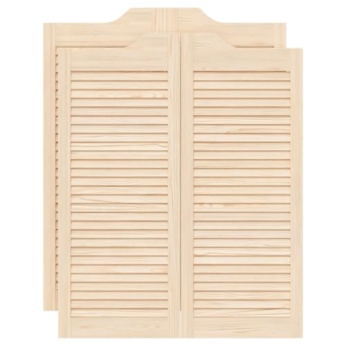 vidaXL Schwingtüren Lamellen-Design 2-Paar 100x80 cm Massivholz Kiefer, Saloontüren, Bartüren, Scharniertüren, Schwingtüren für Cafés, Flügeltüren