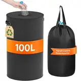 Lifewit 100L Kreis Pfandflaschen Sammelbehälter mit Deckel, Großer Pfandflaschen behälter für die Leergutaufbewahrung, Flaschensammler mit Loch Küchenaufbewahrungsraum Flaschentasche, Schwarz