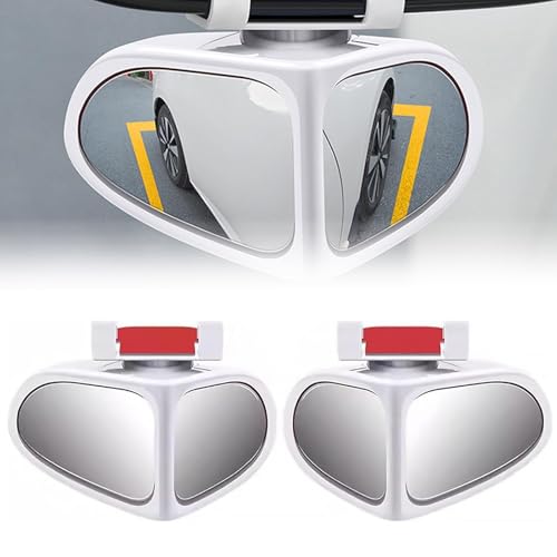 Wjelet 2Pcs 2 in 1 Auto Toter Winkel Spiegel Toter Winkel Spiegel Auto 360 Grad Drehung Weitwinkel Rückspiegel Universal blind spot Zusatzspiegel für PKW SUV LKW Weiß