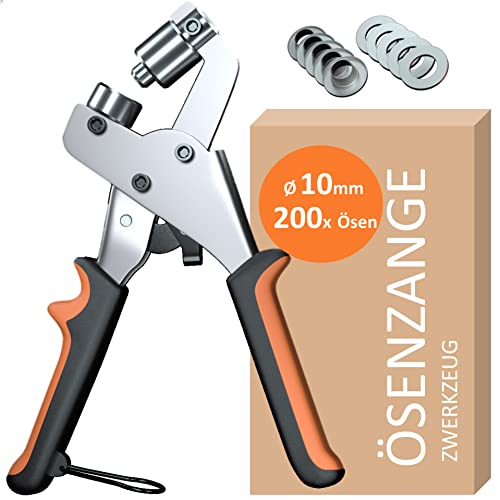 ZWERKZEUG® Profi Ösenzange Set mit 2?? Ö??? ????????? - Ösen-Set (Ø 10mm) I Magnetische Ösenpresse I Ösenstanze für Stoffe, Planen und Sonnensegeln (Ösenzange neue Version)