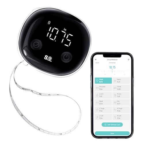 SUNHAIXIA Smart Körpermaßband, LED HD-Vollbildschirm Einziehbare Bluetooth Fitdays APP Überwachung Körperfett BMI Tool für Fitness Shape & Gewichtsverlust