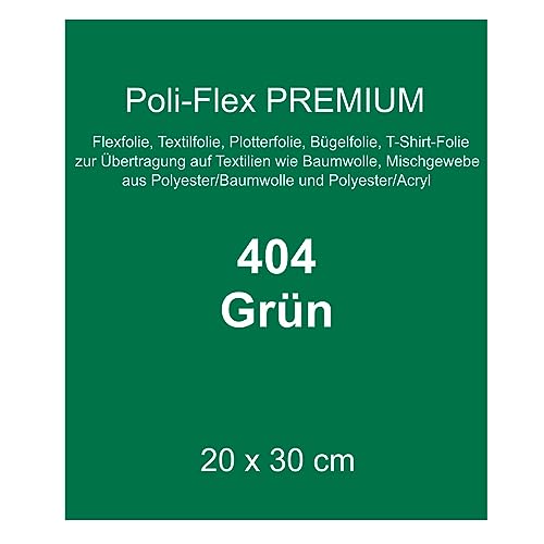 Generisch [30,00 €/m²] Bügelfolie Textilfolie Flexfolie Poli-Flex Premium grün 30x20cm Textilveredelung T-Shirt aufbügeln Bügelbild Plotterfolie bügeln