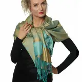 PashminaShine-Schal-Weich Wie Kaschmir Und leicht wie Seide-Mit Paisley motiv-Pashmina-Schal Damen-Schal Herren-200 * 70 cm-Schal Winter-Jaquard-Wrap-Schals und Tücher für Damen (Aqua Marin)