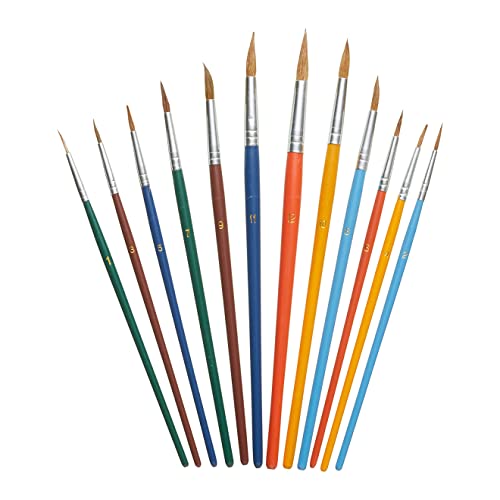 Fit For The Job 12-Teil. Pinselset; 100% Ziegenhaar, versch. Größen, Kunstset, Aquarell, Tinte, Acryl f. Kinder u. Erwachsene, Kunst/Handwerk, Kunstmalen, Heimwerken, Deko, Upcycling, Modellieren