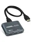 HDMI Switch 4K, Aluminium 4K 60HZ HDMI Switch 3 in 1 Out, HDMI Umschalter Unterstützt 4K@60HZ, 3D, HDCP2.2, HDR10, 18 Gbit/s für Fire Stick, PS5, Xbox, DVD, Blu-Ray mit 1.2M HDMI Kabel