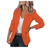 Kurzblazer Damen Jacken für Damen Damen Elegantes Outfit Blazer Blau Damen Blazer für Damen Weste Anzug Damen Damen Business Outfit Damen Blazer Schwarz Kostüm Damen Elegant Orange M