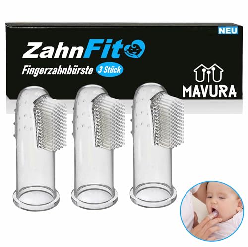 ZahnFit Baby Zahnbürste Fingerzahnbürste Zahnpflege, Kindermundpflege Zahnfleischmassage Bürste 4-24 Monate [3 Stück]