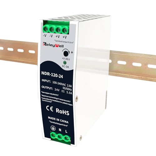 Hutschienen netzteil 24V, 120W, 5A; trafo 230V auf 24V, hutschiene, 24 VDC, klingeltrafo, ReleyWell, NDR-120-24