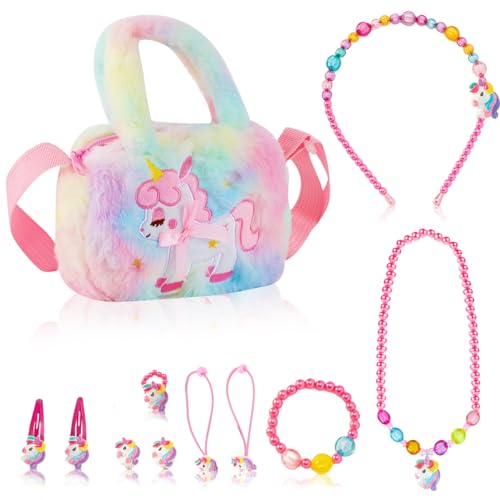 QIMMU Einhorn Handtasche Mädchen,Einhorn Handtasche Kinder,Einhorn Handtasche Kleinkind,Einhorn Umhängetasche Mädchen,Einhorn Tasche Mädchen Set Geburtstagsgeschenke für Mädchen（Rechteckig）