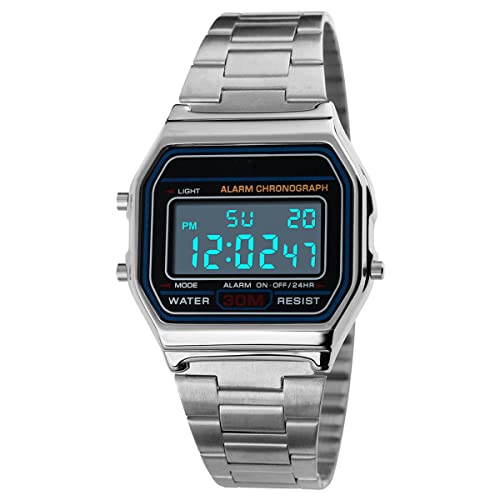 Nicoone Luxuriöse Business-Armbanduhr, 30 m, wasserdicht, Edelstahl, Sportuhr, Digitaluhr