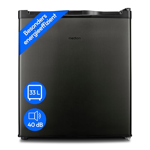 MEDION Mini Gefrierschrank (33 Liter Nutzinhalt, 51cm hoch, höhenverstellbare Füße, Griffmulde, manuelle Temperatureinstellung, Stern-Einstufung 4 Sterne, MD37675) grau