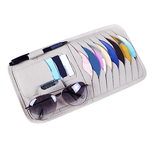 CD Tasche Auto Organizer Autozubehör Aufbewahrung CD DVD Karten Sonnenbrillen Dekor Registrierung und Versicherung Halter Hülle Sonnenblende Zubehör (Grau)