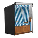 FINEW Strandkorb Schutzhülle Winterfest aus 420D Oxford Stoff, 135x105x175/140cm Strandkorbhülle Winddicht, UV Beständig, Reißfest, Abdeckung Strandkorb Wasserdicht（Schwarz）