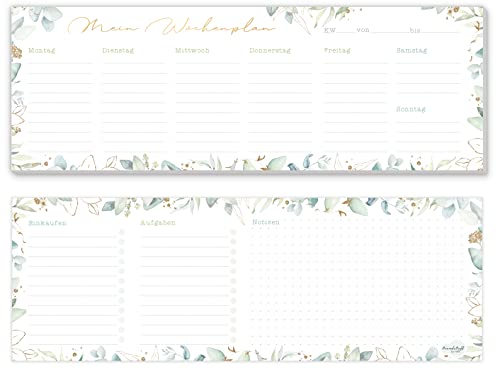 Wochenplaner ohne festes Datum [Blattgold] 50 Blatt | Tischkalender Block quer undatiert inkl. Terminplaner, Wochenziele, Habit-Tracker, To-Do-Liste, Einkaufsliste, Notizen | klimaneutral & nachhaltig