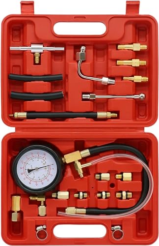 Kraftstoff Manometer Tester Dieselkraftstoff,TU-114 Benzinpumpe für Fahrzeuge Diagnose Einspritzpumpe Diagnosewerkzeug aus Kupferlegierung-Kit für Dieselzylinder(0-140 psi / 10 bar)