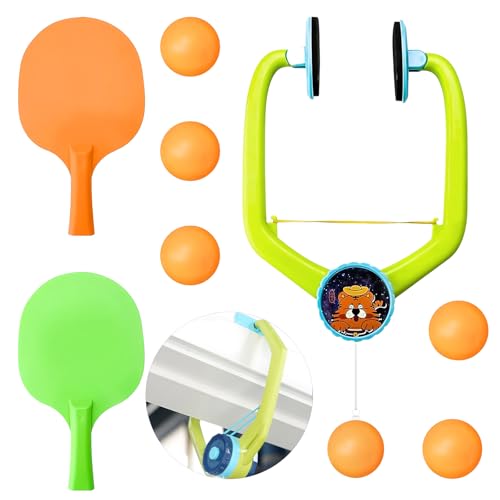 Tür-Pingpong-Spiel Über Der Tür, Hängender Tischtennis Trainer Kinder Set, Door Ping Pong Game mit Schläger und Bälle, Verstellbarer Hängendes Tischtennis, Pingpong-Trainer, für Übungs Familienspiele