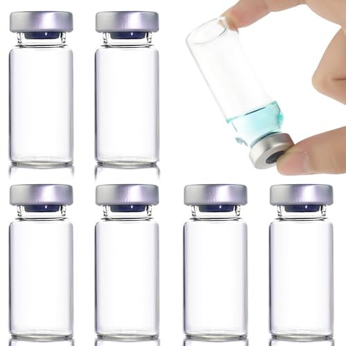 LMYKH 10er Pack 20ml Versiegelte Probenfläschchen, Headspace-Fläschchen mit klarem Boden, Transparente Glasfläschchen mit Selbstheilender Injektionsöffnung