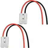 CESFONJER Batterieanschluss 50A Stecker, Batterie Schnellanschluss/Trennstecker Stecker, mit 10 AWG 25 cm Silikondraht (2 Sätze, grau)