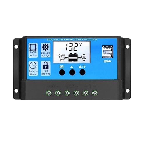 KWWEWEB PWM 60A 50A 40A 30A 20A 10A Solar Lade- und Entladeregler 12V 24V Auto LCD Solarregler mit Dual USB 5V(20A)