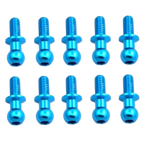 Cndiyald M3 Metall Hex -Kugel Kopfschrauben mit TT01 TT02 D5 1/10 RC -Driftauto -Ersatzteile 10pcs Blau Dämpfungsstange kompatibel