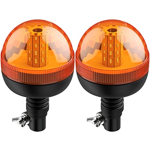 AUTOUTLET 2X Rundumleuchte, 40 LED Warnleuchten Amber Rundumkennleuchte Blinkleuchte 12V/24V, mit 3 Beleuchtungsmodi, R10 E9 Straßenverkehr Zulassung, Wasserdicht Staubdicht, für Traktor LKW PKW