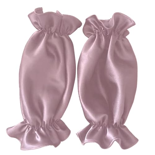 winying 1 Paar Satin Rüsche Puff Blüte Ärmel Armabdeckung Wolkenartige Handschuhe Braut Abnehmbare Ärmel Brautkleid Accessoire Rosa Einheitsgröße