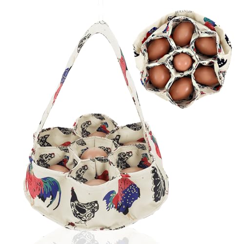 Mini Eiersammelkorb Mit 7 Beuteln, Eier Sammelkorb, Strapazierfähige Segeltuch Eierkörbe Für Frische Eier, Tragbare Eier-Sammelkorb Für Hausfrau Hühnereier Familiengarten Bauernhöfe Korb