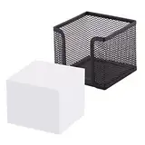 D.RECT - Zettelbox | aus Mesh | Solides Metall | Für den modernen Arbeitsplatz | Schwarz | mit Zettelblock 700 Blatt - 95x95x80 mm