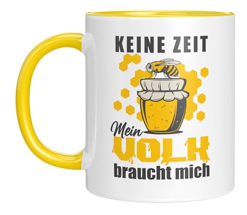 Lustiges Geschenk für Imker | Kaffeebecher mit Biene und Honigwaben | Keine Zeit, mein Volk braucht mich | Beidseitiger Druck | Tasse für Imker, Bienenzüchter | Geburtstag, Weihnachten